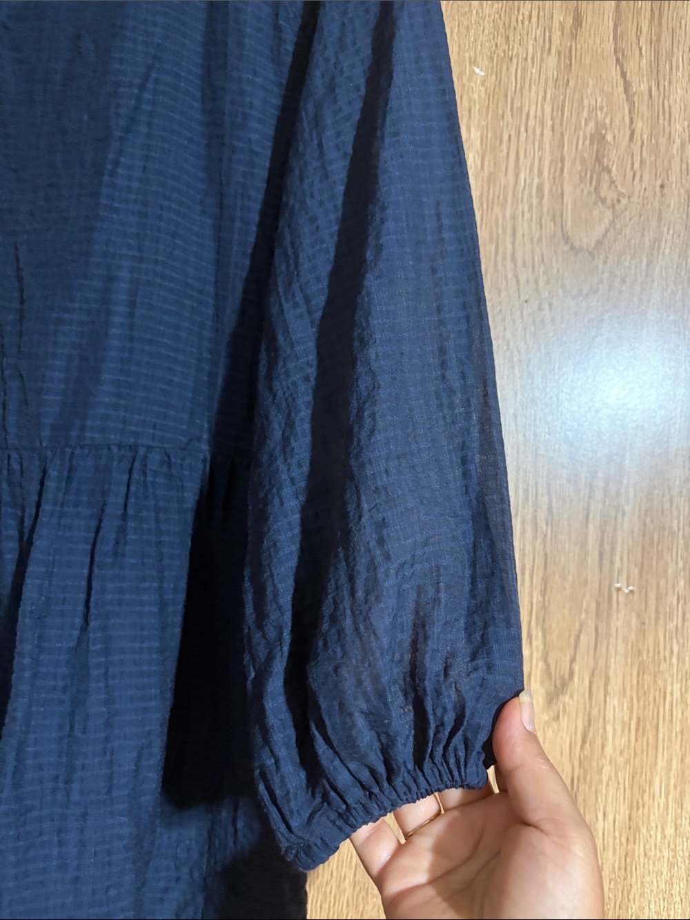 Women’s Navy Ruffle-Tier Mini Dress - Picture 4 of 8